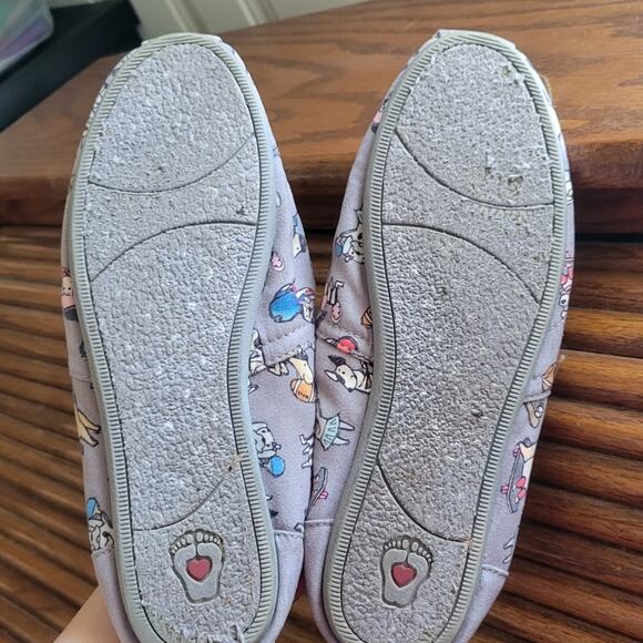 Size 9 Bobs Skechers Gray Dog Print Memory Foam Canvas Ballet Flats - Picture 6 of 7